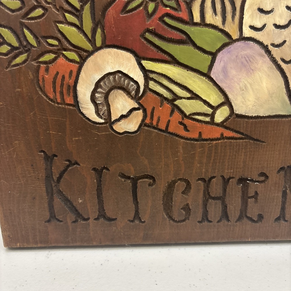 Vintage Country Kitchen Carved Hand Painted Decor Vegetables Mushroom Chicken - Picture 6 of 14